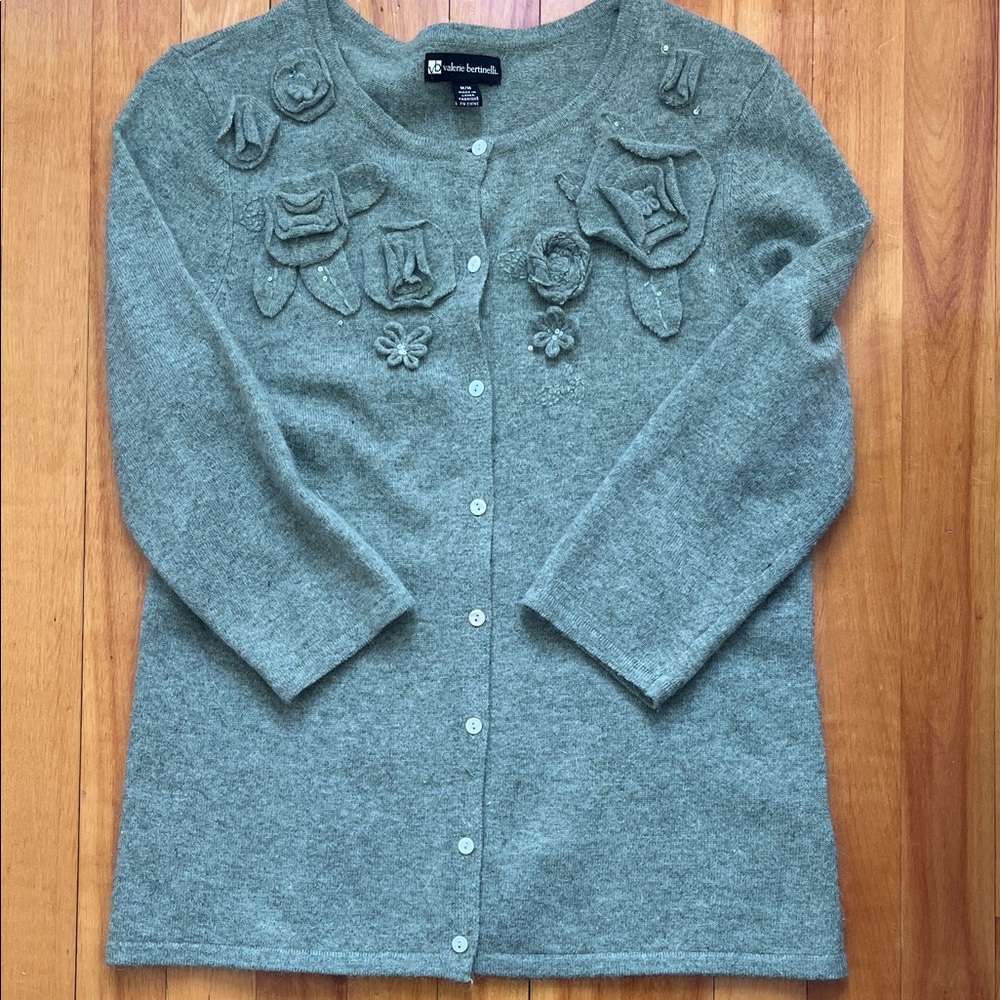 Valerie Bertinelli  Green Embellished Cardigan